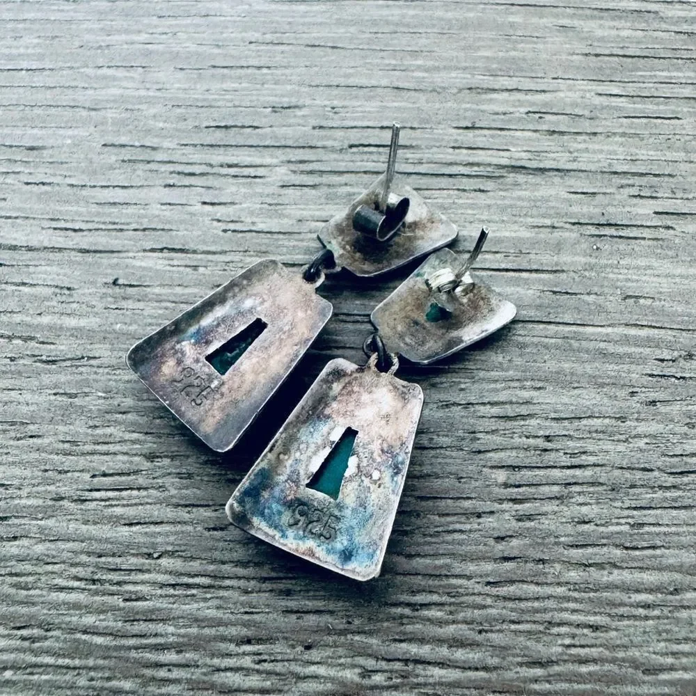 Vintage 925 Sterling Silver Tribal Aztec Earrings